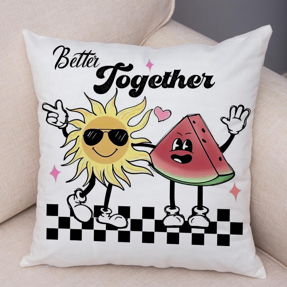 Beach Skeleton Besties Cushion Cover Double Print Cruise Time Sunset Pillowcase Soft Plush Respect Local Turtle Cushion Cover