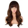 MERISIHAIR Long Black Synthetic Wigs with Bangs Water Wave Heat Resistant Fiber Wig for Women Natural Wavy Wig Daily Wear
