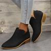 European and American  Large Size Suede Thin Leather Boots Women's Chelsea Boots Thick Heel Martin Boots British Short Boots and Bare Boots