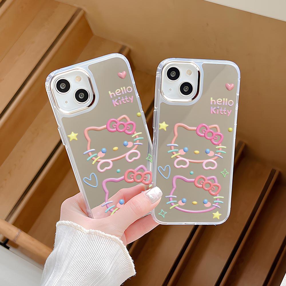 Оригинальный чехол Hello Kitty Color Line Mirror для мобильного телефона Apple 13 Pro Защитный чехол iPhoneAIR