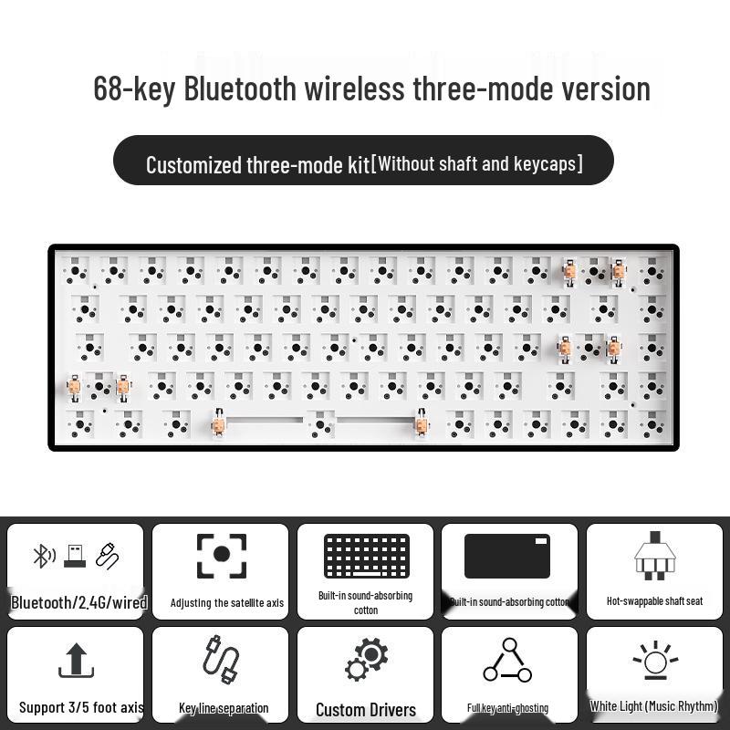 Беспроводной Bluetooth механический клавиатурный набор на 100 клавиш - DIY, RGB, Горячая замена, Портативный мини-дизайн