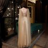 Toast clothes Bridal engagement evening dress Women's 1011 new art test light luxury long khaki V-neck bead dress