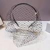 Retro Hair Hoop Shiny Rhinestones Inlaid Net Design Elastic Headband Cosplay Parties Handmade Hairband