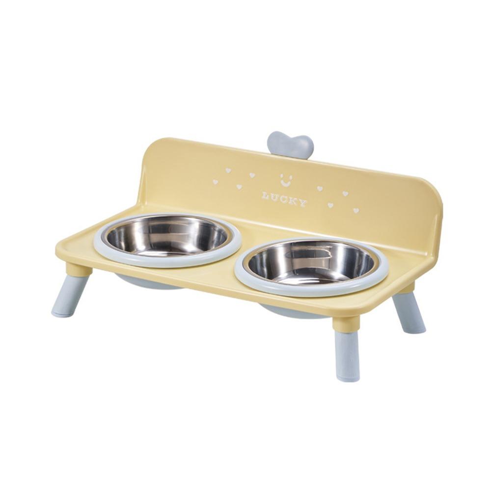 Anti-slip Pet High-foot Bowl Love-heart Double Bowl Cat Feeder Bowl  for Puppy and Cat