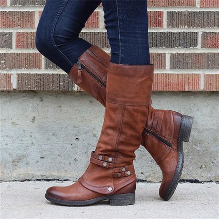 ZANPACE 2024 зимние женские ботинки большого размера 43 PU с круглым носком на молнии женские туфли кожаные теплые женские высокие ботинки Zapatos De Mujer