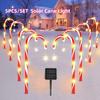 5 In 1 Christmas Candy Cane Lights Outdoor Solar Landscape Lamps Christmas Solar Stake Lights For Garden Lawn Yard Christmas Decoration