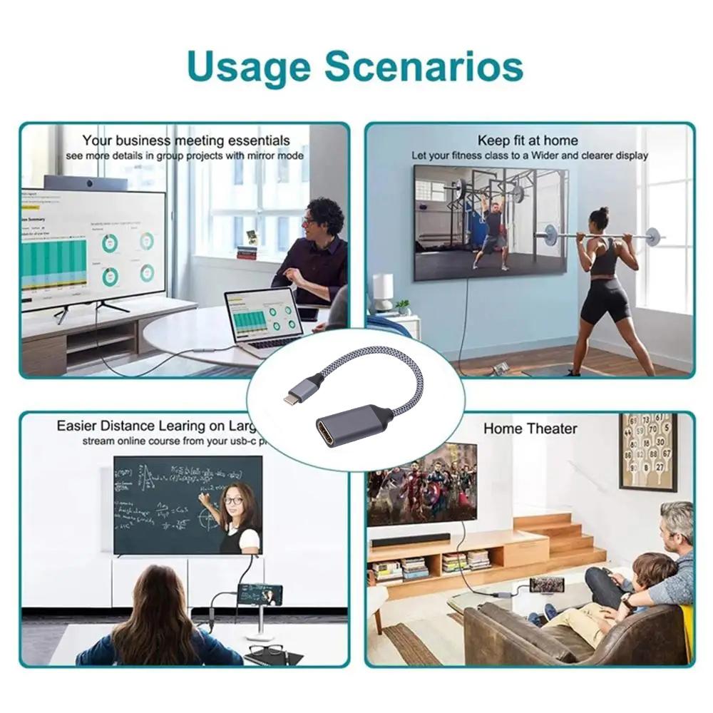 Кабель USB C - HDMI 4K 60 Гц Type C - HDMI-совместимый преобразователь Type C - HD TV Display Adapter для ноутбука, ПК, планшета, телевизора, MacBook