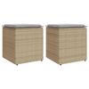 VidaXL Garden Stools with Cushions Set of 2 Beige Wicker Resin, Garden Seat, Outdoor Seating, Cube Stool, 4104042