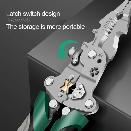 16 In 1 Foldable Wire Stripper Multifunctional Wire Crimping Stripping Cutting Tool Portable Stainless Steel Wire Stripper for Electricians DIY