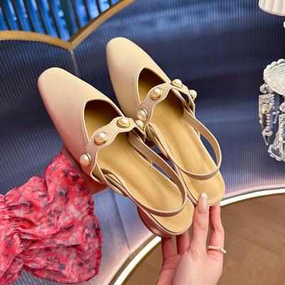 Кожаные туфли на плоской подошве для женщин Huizhou, туфли на каблуках, туфли на открытом воздухе, французская сумка Mary Jane, пустые сандалии для женщин