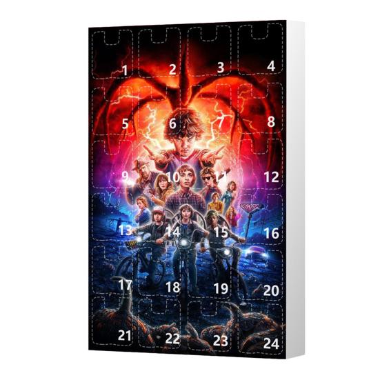 Yousheng Календарь Адвента Stranger Things 24 дня Рождественская коробка для обратного отсчета Многофункциональные праздничные украшения для детских комнат, автомобилей и вечеринок Праздничные