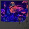 Fluorescent Tapestry Psychedelic Mushroom Room Decor Glow In the Dark Valance Aesthetic Backdrop Glows Under Ultraviolet Light