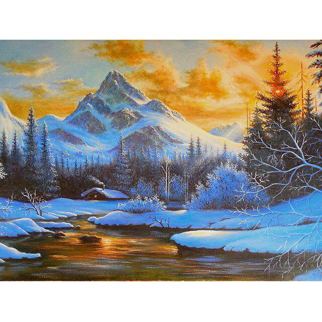 Landscape DIY 5D Diamond Painting Winter Snow Mosaic Rhinestone Full Round Drill Diamond Embroidery Cross Stitch Home Decor