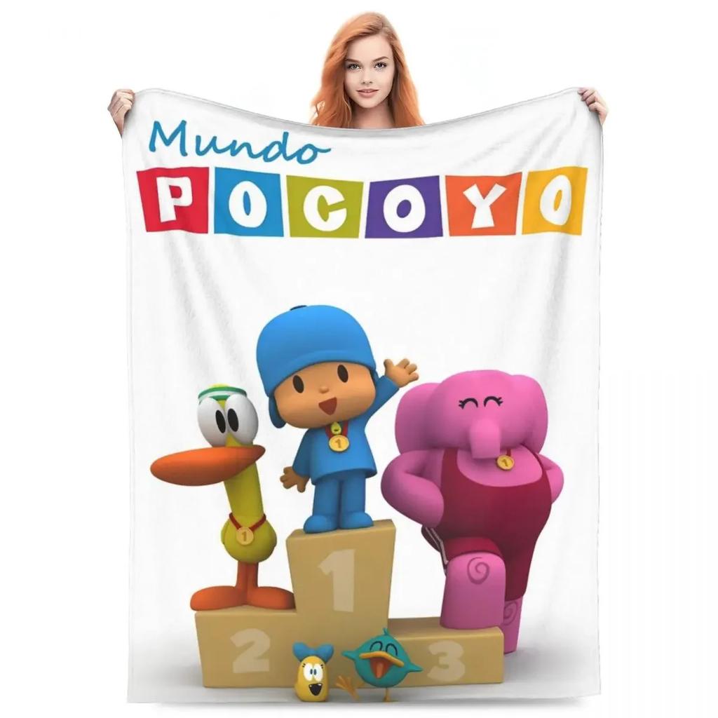 Cute Cartoon PPOCOYO Anime Printed Blanket Picnic Flannel Throw Blanket For Bedroom Warm Soft Custom DIY Quality Bedspread Gift