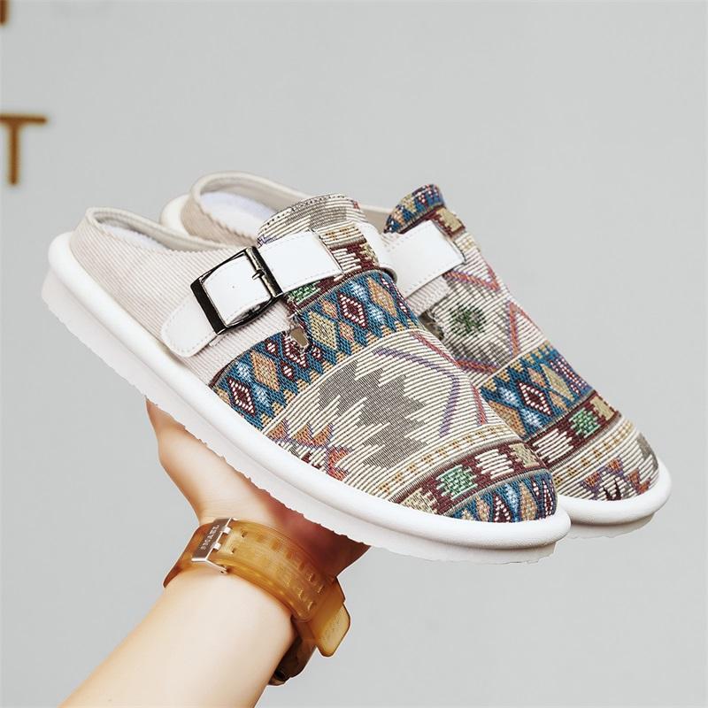 Большой размер 47 роскошные мужские полутапочки сандалии удобные дышащие парусиновые повседневные туфли мужские модные кроссовки для отдыха мужские тапочки сланцы обувь мужская