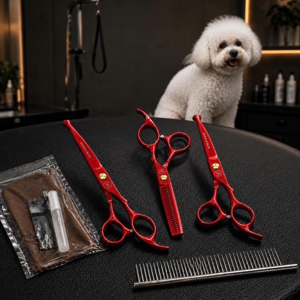 Haircutting Set 2 x Scissors + Detangler 6.0 Grooming Comb 10 in 1 E