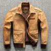 Мужская куртка из натуральной воловьей кожи высшего качества, без покрытия, из натуральной кожи