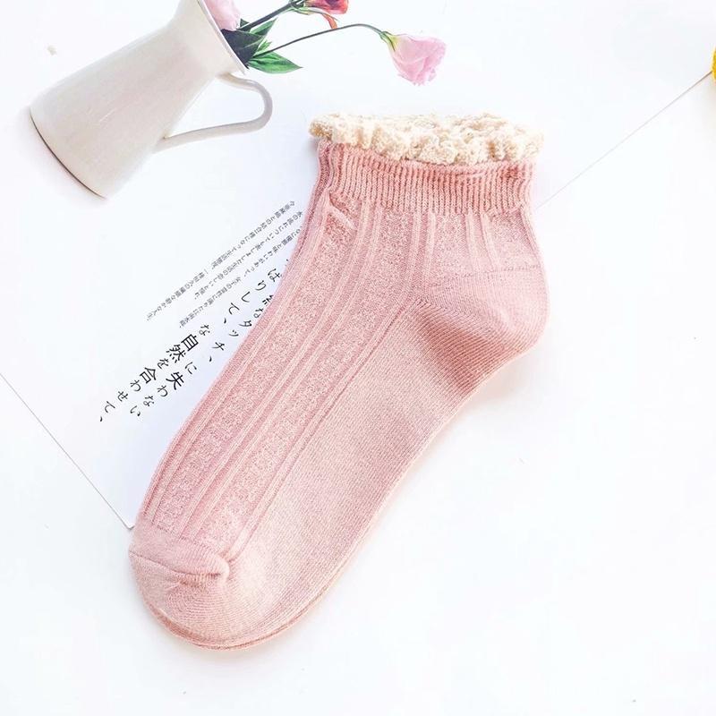 Корейские милые носки для женщин с кружевными оборками, мягкие хлопковые носки для пар студентов