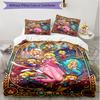 3pcs Duvet Cover Set (1*Duvet Cover + 2*Pillowcase, Without Core), Princess Peach Toadstool Print Soft All‑Season Bedding Set, Home Bedroom Decor Gift