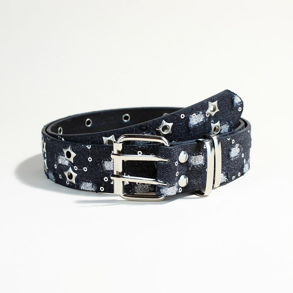 Vintage Wide Leather Belt Luxury Design Waist Strap Trend Star Hollowed Belt