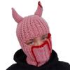 Hat Soft Halloween Funny Horns  Creative Knitted Hat Beanies Warm Full Face Cover Ski Mask Hat Windproof Balaclava Hat for Outdoor Sport