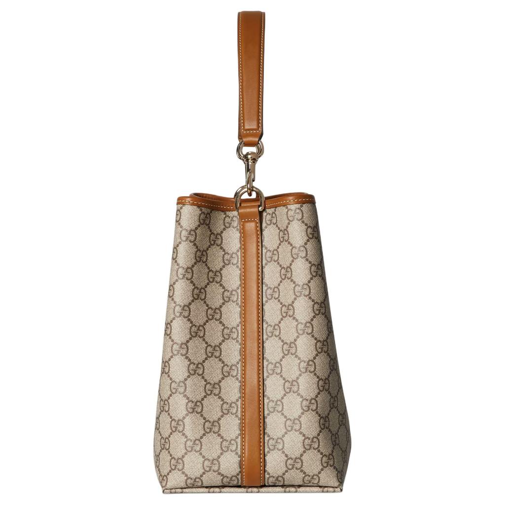 GUCCI GG Emblem GG Monogram Coated Fabric Shoulder Bag, Crossbody Bag, Handbag Small Women's Beige & Dark Brown 815103-FAD6L-9758