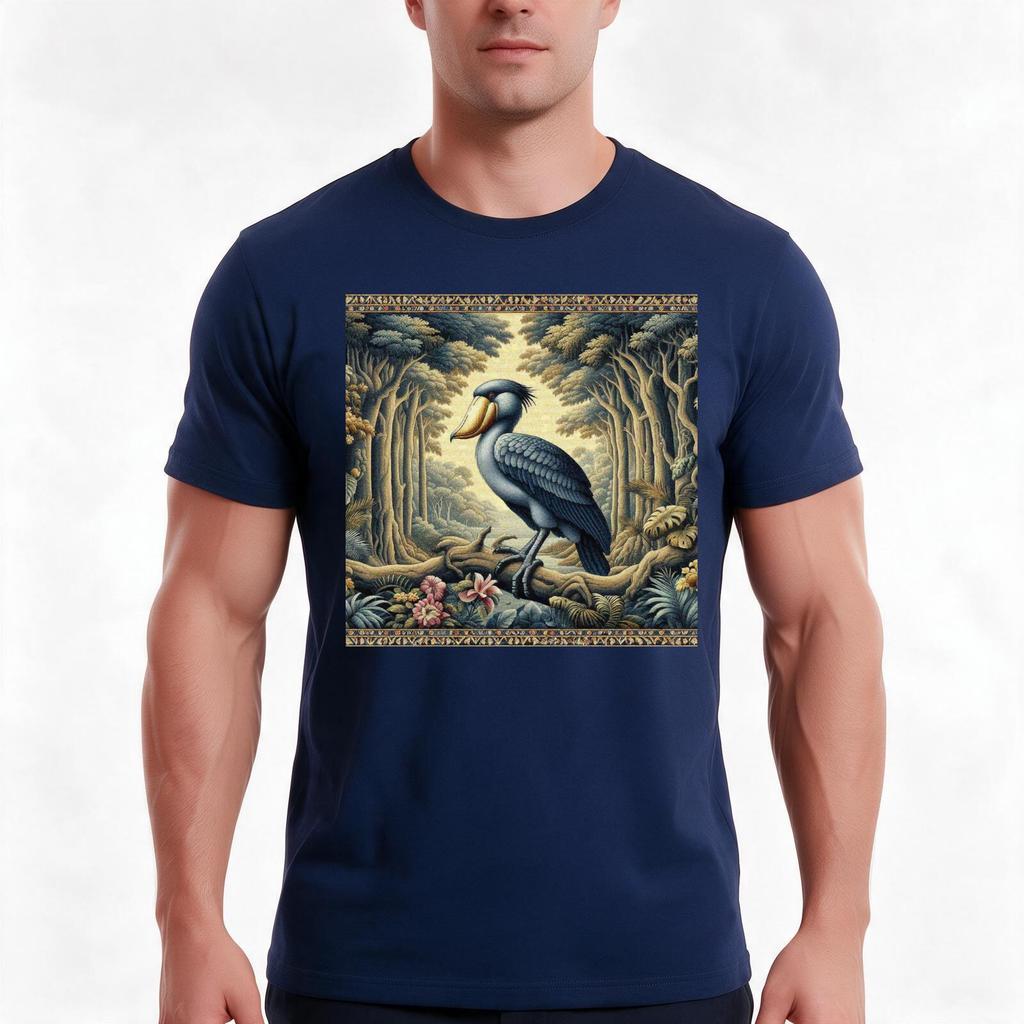 Shoebill In The Forest Tshirt Summer Casual Cotton Tee Oversized Streetwear Tops Vintage Graphic Print Unisex Men Women