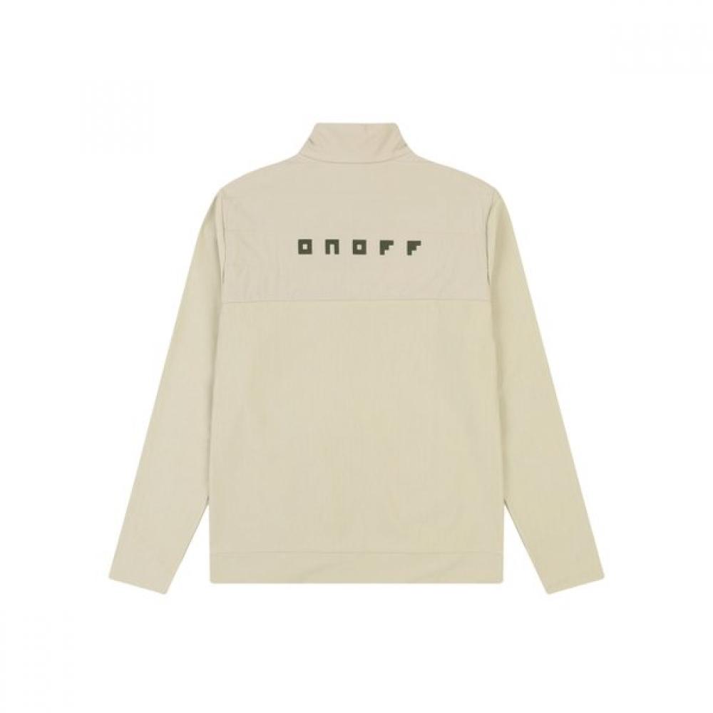 Onoff Men S Woven Color Block Half Zip Fleece T ShirT Beige Of9103gb Beige