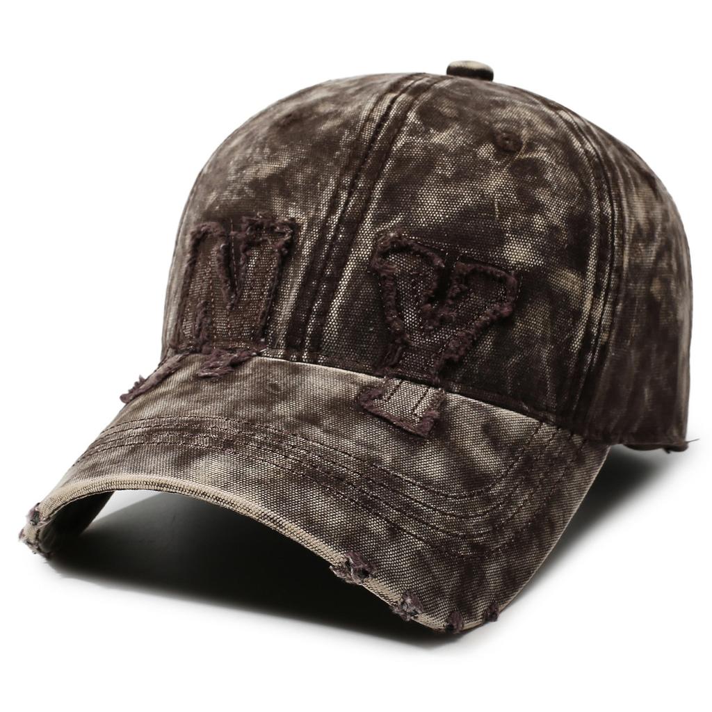Washed old denim baseball cap men's and women's retro embroidered cap sunshade sunscreen casual versatile hat
