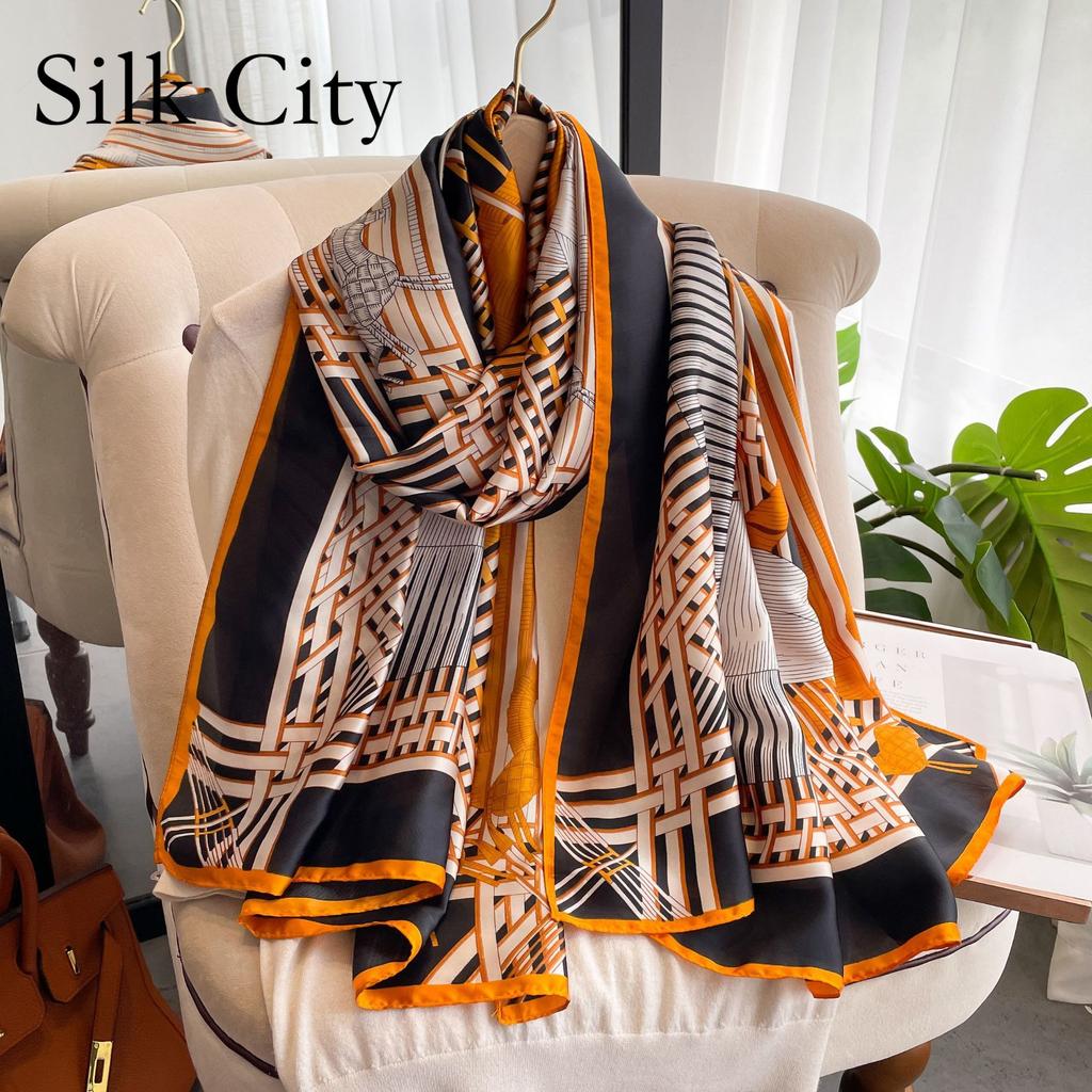 High-quality Luxurious Silk Scarves Headband Scarfs Neck Scarf For Women Chain Silk Scarf Women's Decorative Shawl