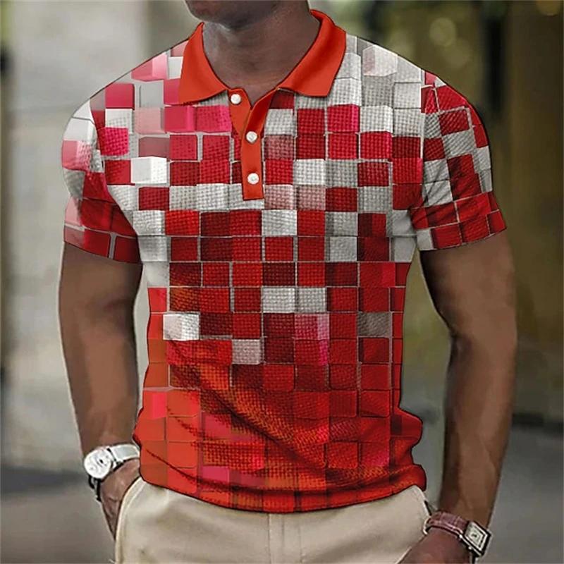 Stylish short-sleeve argyle print polo shirt, great for casual daily outfits.