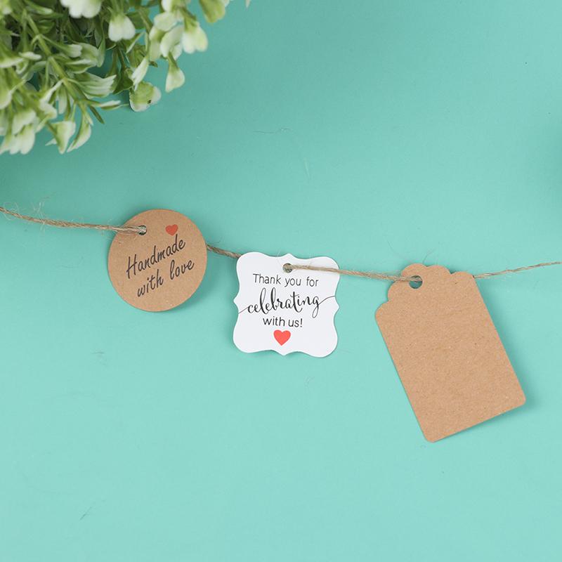 100Pcs/Lot Blank With String 20M Kraft Paper String Price Tags Gift Cards