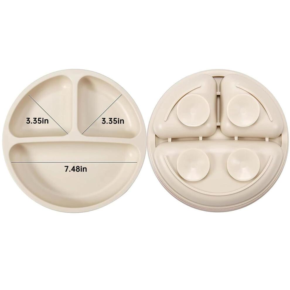 PandaEar Silicone Baby Feeding Set| Baby Weaning Set | 2 Divided Baby Plates with Suction + 2 Baby Suction Bowls + 2 Sippy Cup with 2 Spoons