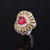 New European and American fashion simulation red corundum heart-shaped set women's jewelry light luxury high-end ring necklace