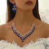 Latest Stylish Design Fancy Wedding Party Crystal Diamonds Necklace Jewellery Set for Women