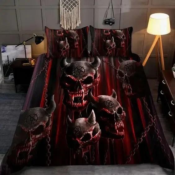 Комплект постельного белья с пододеяльником "Рыцарь-череп" King Size Ужасающий комплект постельного белья "Скелет" Покрывало-одеяло "День Мертвых" Для Мальчиков Мужчин Подарки