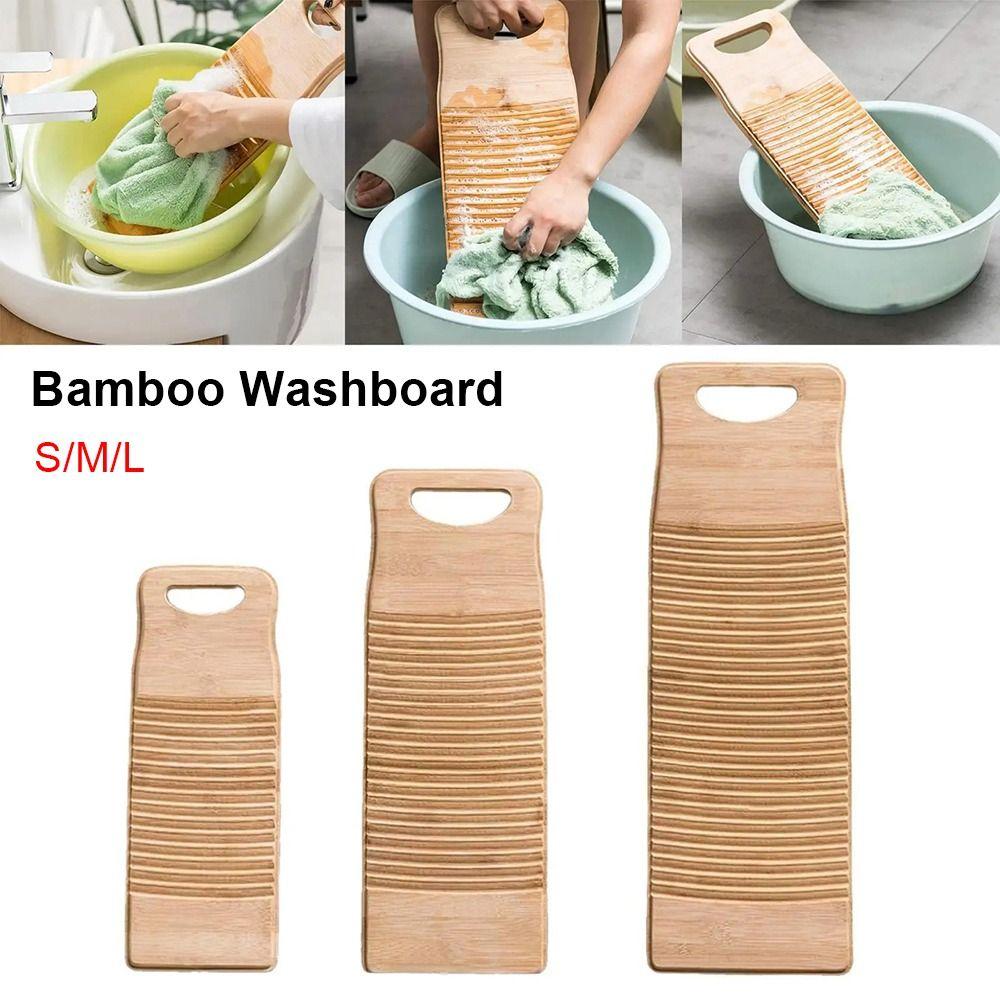 1Pcs Bamboo Wood Clothes Washboard Antislip Washing Scrub Board Durable Hand Wash Board  For Women