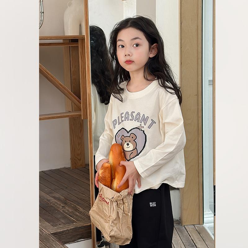 Детская модная футболка с длинными рукавами весна-лето для девочек с рисунком из мультфильма повседневная базовая рубашка топ