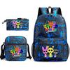 Rhythm Box Game Merchandise Student Bag Sprunki Cartoon Starry Sky Backpack Leisure Bag 3-piece Set D