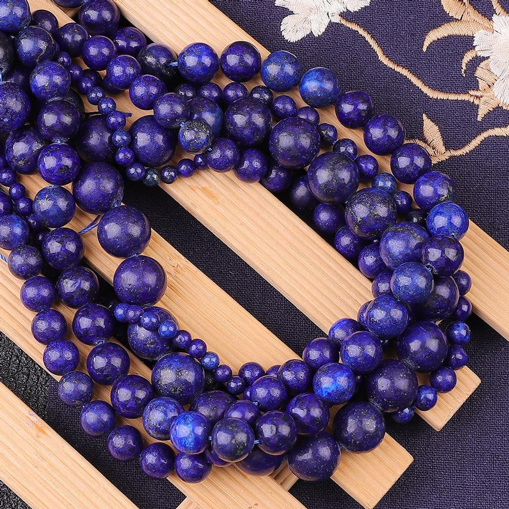 Натуральный камень лазурит круглые свободные бусины для изготовления ювелирных изделий Diy браслет ожерелье