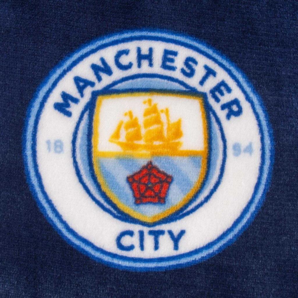 Manchester City FC Boys Crest Fleece All-Over Print Dressing Gown