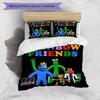 3pcs Duvet Cover Set (1*Duvet Cover + 2*Pillowcase, Without Core), Game Rainbow Friends Print Bedding Set, Bedroom Decor, All‑Season, Birthday Gift