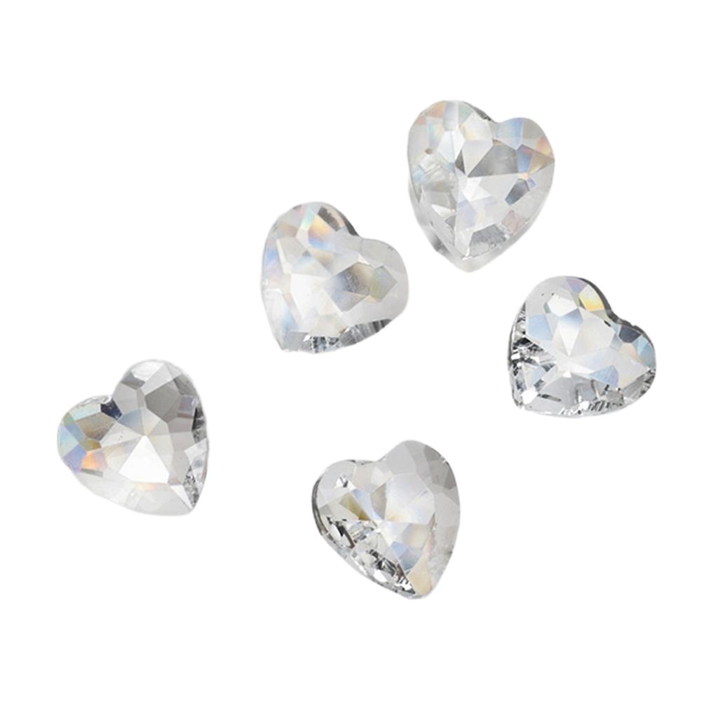 10 Pieces Nail Art Charms Heart Nail Rhinestones Rectangular Crystal Nail Gems Nail Art Decorations for Acrylic Nails