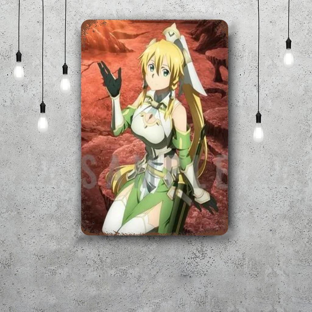 Sword Art Online Винтажная жестяная табличка Домашний декор Настенный декор Искусство Настенный плакат Украшение комнаты Декор Ретро Металлическая табличка Постеры для бара