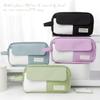 Flip Cover Pencil Case Pen Bag Hitting Color 3 Compartments Handbag Storage Pouch for Stationery School