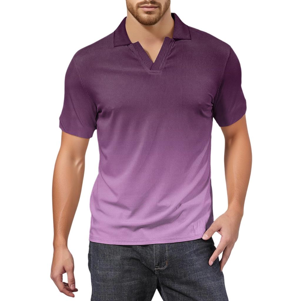 Мужская модная футболка для гольфа с коротким рукавом и V-образным вырезом