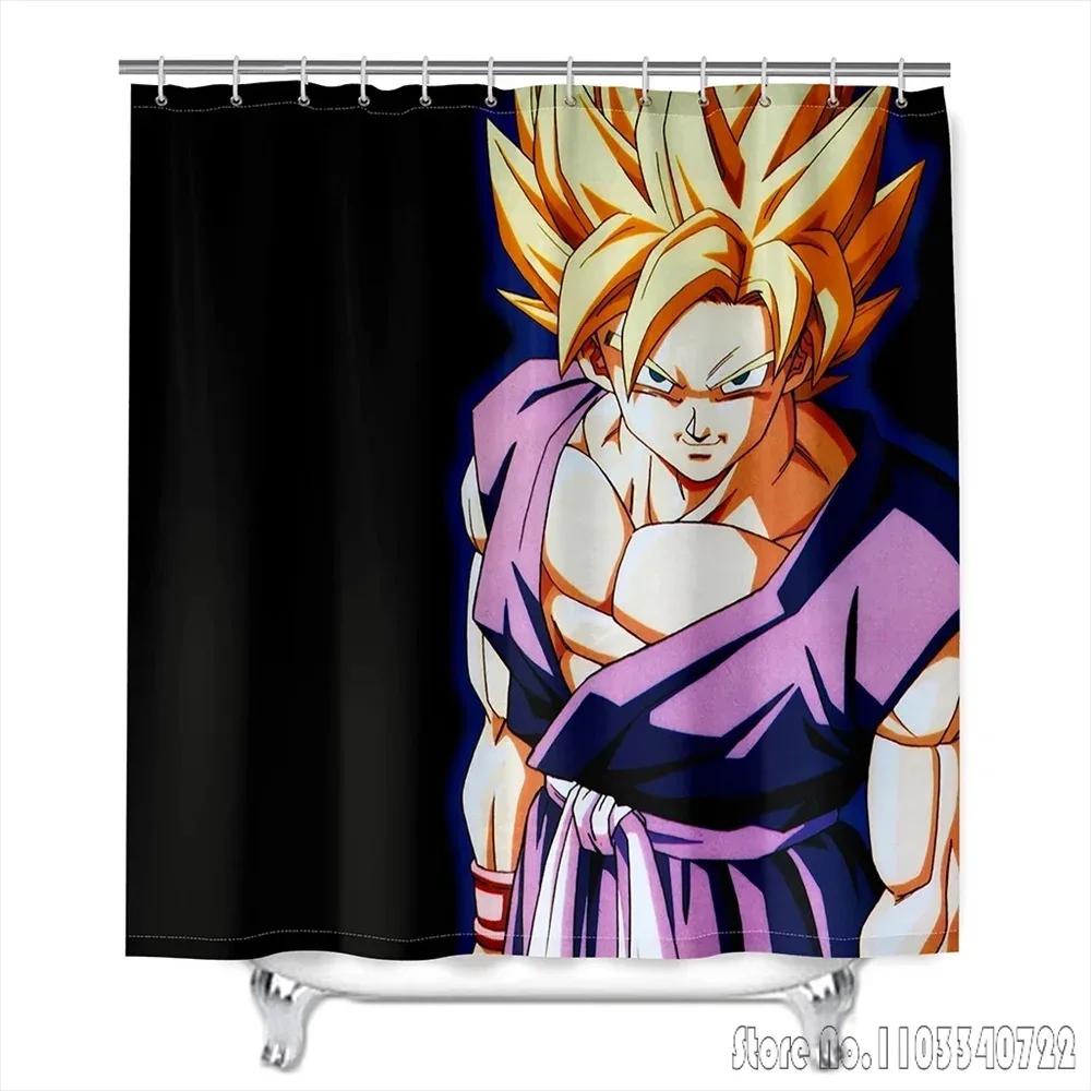 Аниме Dragon Ball Z Сон Гоку Бульма Броли Шторка для ванной и душа Водонепроницаемая 3D Милая С крючками Для детской Ванной Комнаты Украшение