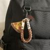Anti-lost Leather Pizza Pendant Safety Chain Hanging Lanyard Keychain  Gifts