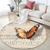Vintage Butterfly Sheet Music,Round Area Rug,Carpet Rug for Living Room Bedroom Sofa Playroom Decor,Non-slip Floor Mat
