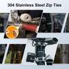 100PCS Stainless Steel Metal Cable Ties Heavy Duty Fastening Strap  Machinery Fastening